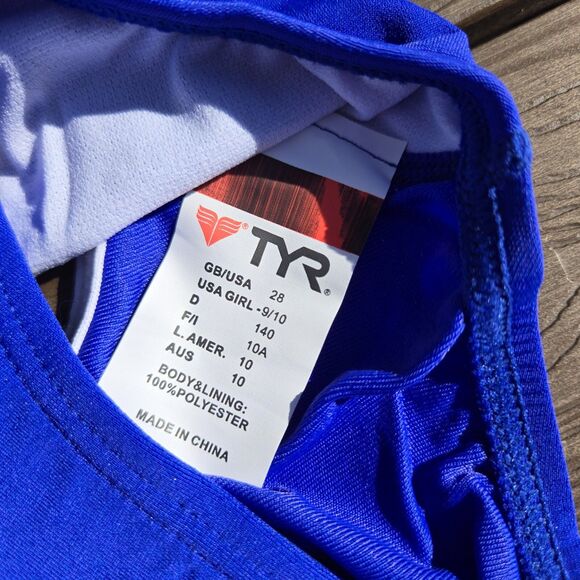 TYR Durafast Women Royal Blue/white Ringback Fit  1pc Swimsuit -  Sz 28  New - Picture 4 of 4